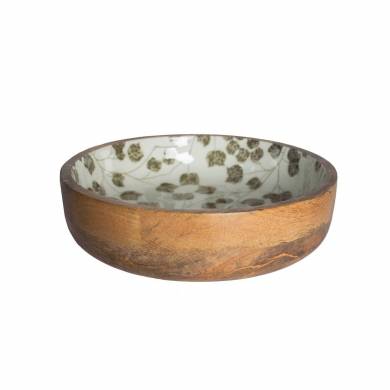 Wood Bowl with Flower Decal - Large 1