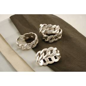 Links Napkin Rings Set  - Silver hover